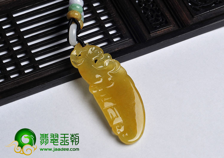冰种黄翡缅甸翡翠A货仿古凤挂件