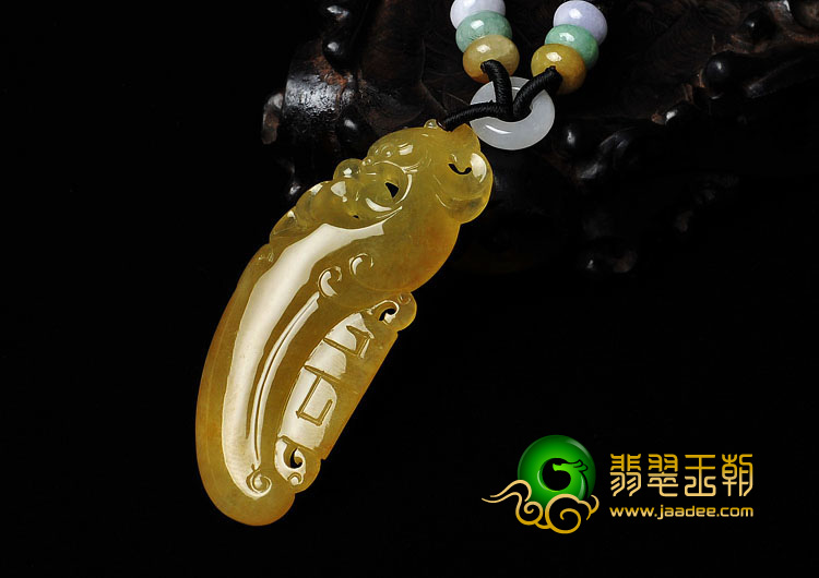 冰种黄翡缅甸翡翠A货仿古凤挂件