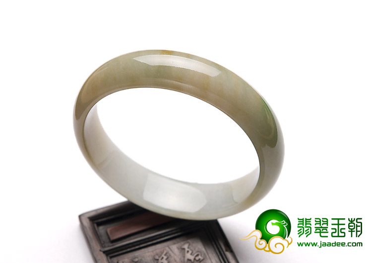 糯冰种黄加绿缅甸翡翠A货手镯（56.3mm）
