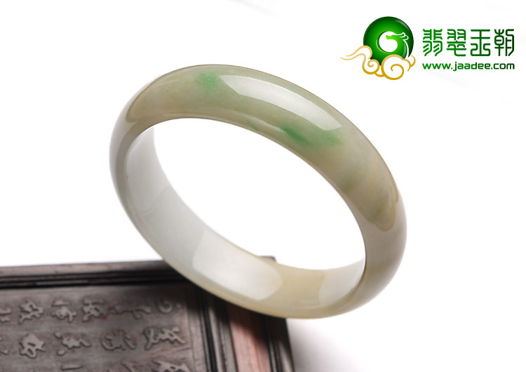 糯冰种黄加绿缅甸翡翠A货手镯（56.3mm）