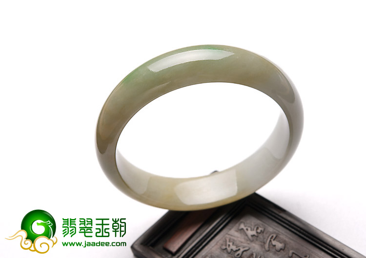 糯冰种黄加绿缅甸翡翠A货手镯（56.3mm）