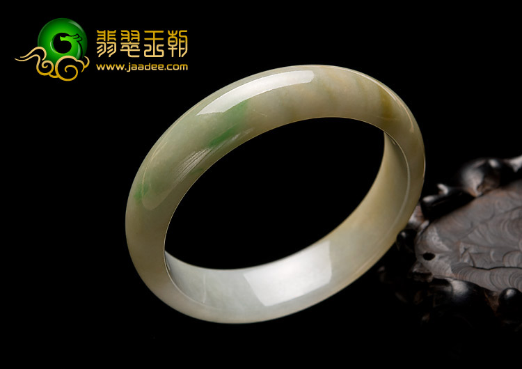 糯冰种黄加绿缅甸翡翠A货手镯（56.3mm）
