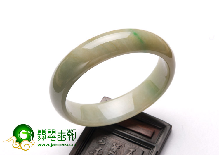 糯冰种黄加绿缅甸翡翠A货手镯（56.8mm）