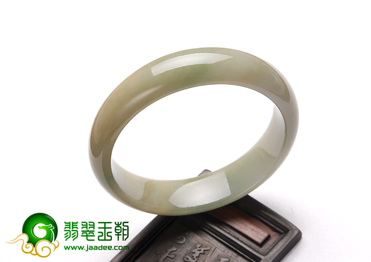 糯冰种黄加绿缅甸翡翠A货手镯（56.8mm）