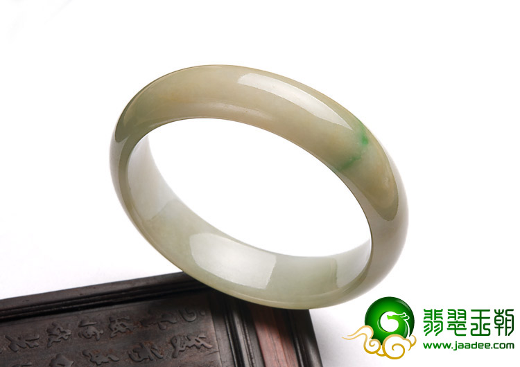 糯冰种黄加绿缅甸翡翠A货手镯（56.8mm）