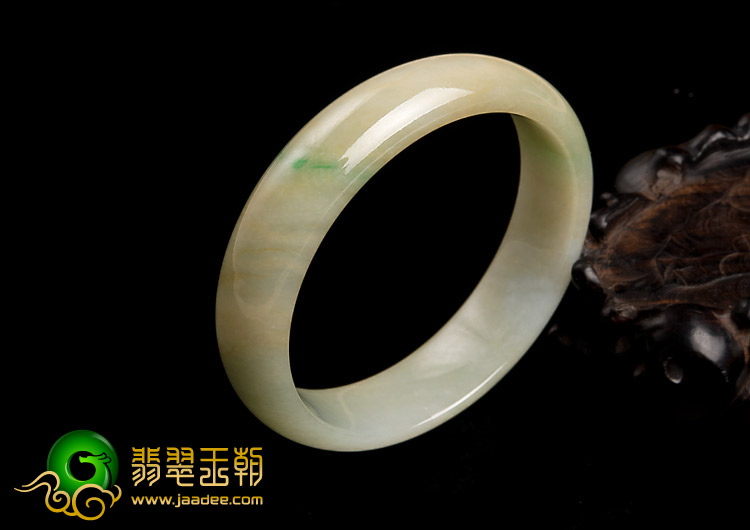 糯冰种黄加绿缅甸翡翠A货手镯（56.8mm）