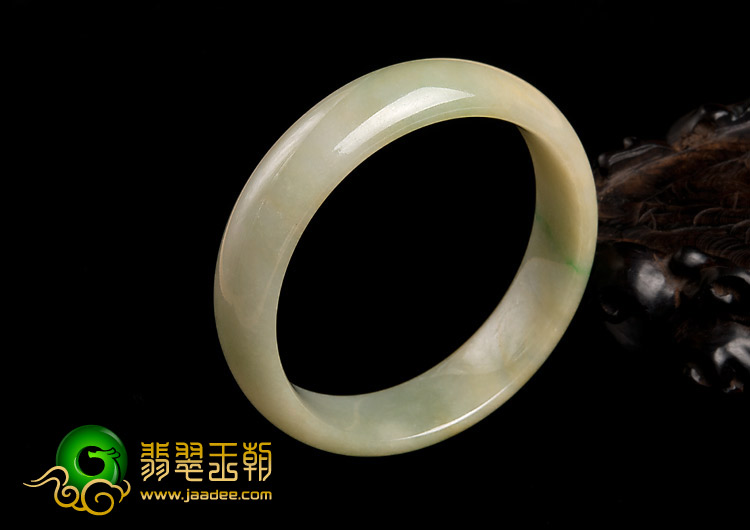 糯冰种黄加绿缅甸翡翠A货手镯（56.8mm）
