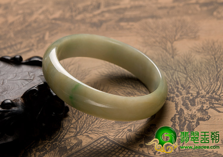 糯冰种黄加绿缅甸翡翠A货手镯（56.8mm）
