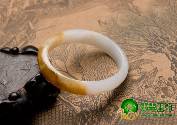 糯冰种红黄翡缅甸翡翠A货贵妃镯（55-46.2mm）