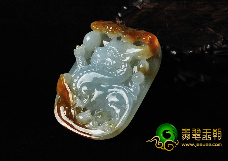 糯冰种褐红翡缅甸翡翠A货龙挂件