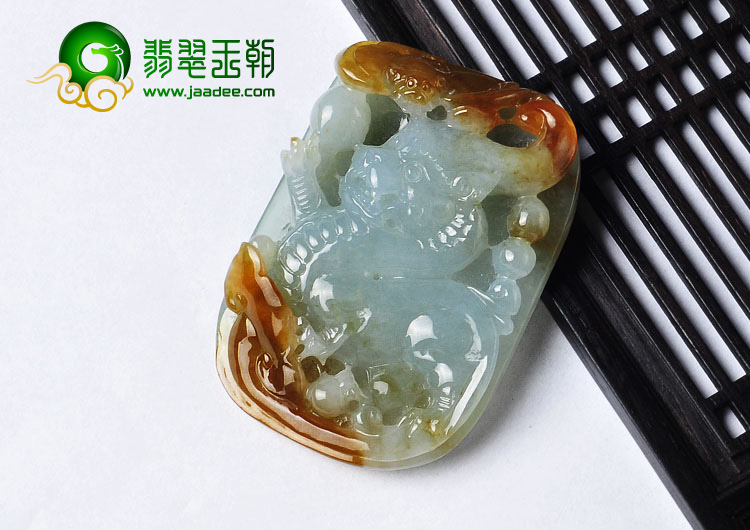 糯冰种褐红翡缅甸翡翠A货龙挂件