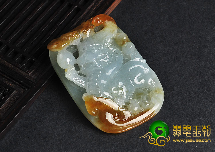 糯冰种褐红翡缅甸翡翠A货龙挂件