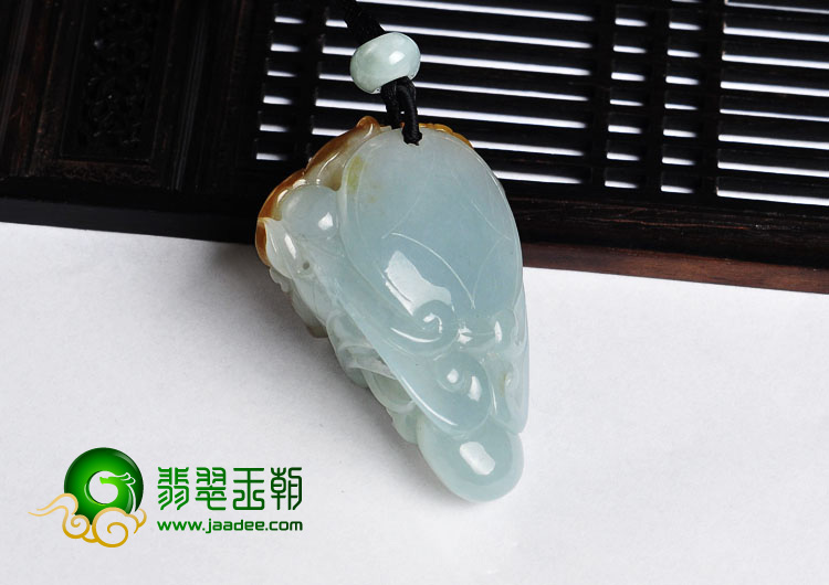 冰种晴水褐黄翡缅甸翡翠A货龙头挂件