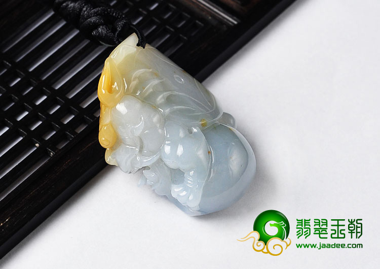 糯冰种晴水黄翡缅甸翡翠A货龙头挂件