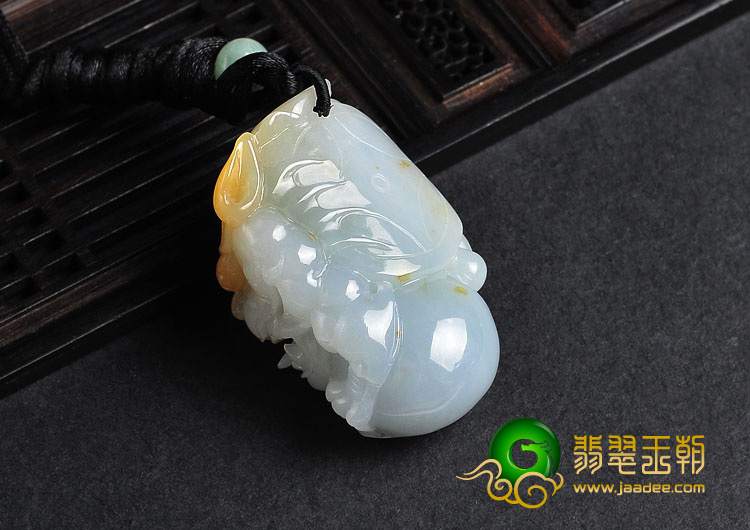 糯冰种晴水黄翡缅甸翡翠A货龙头挂件