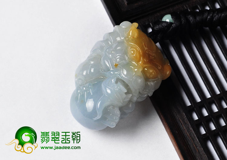 糯冰种晴水黄翡缅甸翡翠A货龙头挂件