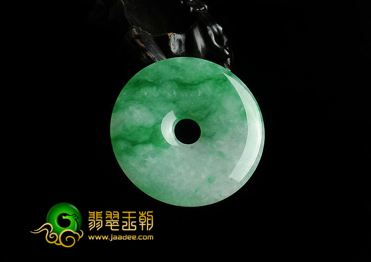 冰种阳绿缅甸翡翠A货平安扣挂件