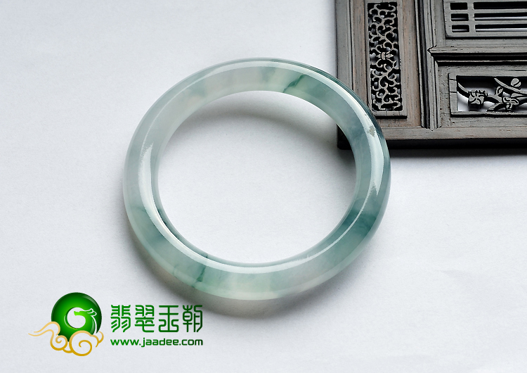 冰种飘花缅甸翡翠A货圆条手镯（58.4mm）
