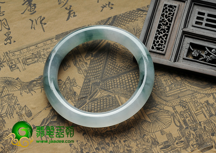 冰种飘花缅甸翡翠A货圆条手镯（58.4mm）