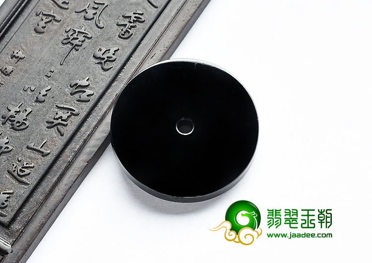 冰玻种墨翠缅甸翡翠A货平安扣挂件