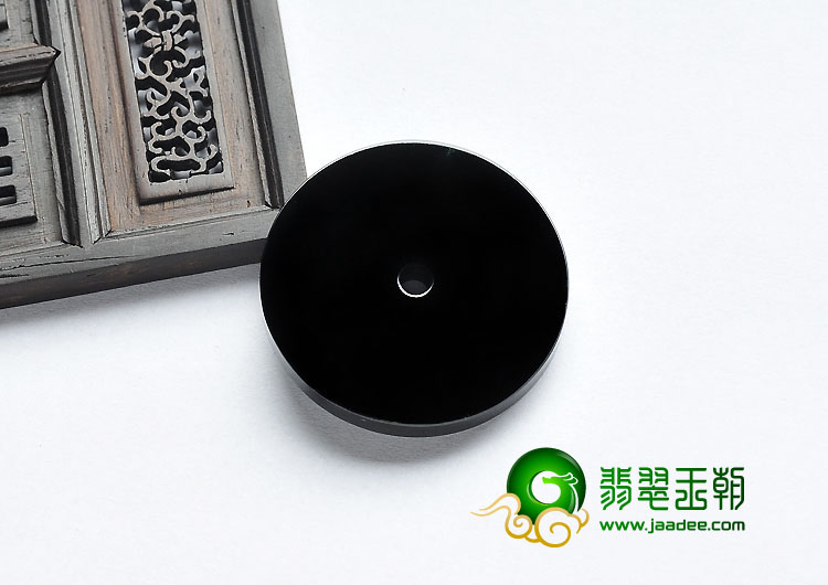 冰玻种墨翠缅甸翡翠A货平安扣挂件