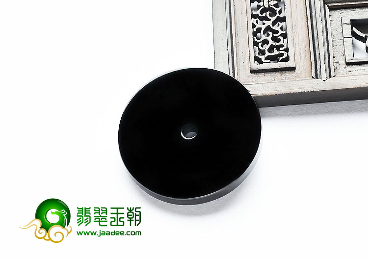 冰玻种墨翠缅甸翡翠A货平安扣挂件