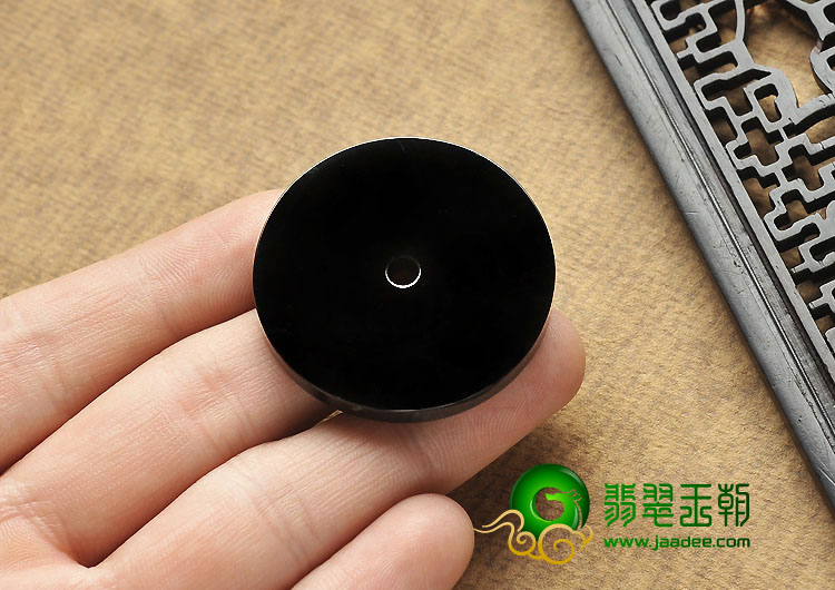 冰玻种墨翠缅甸翡翠A货平安扣挂件