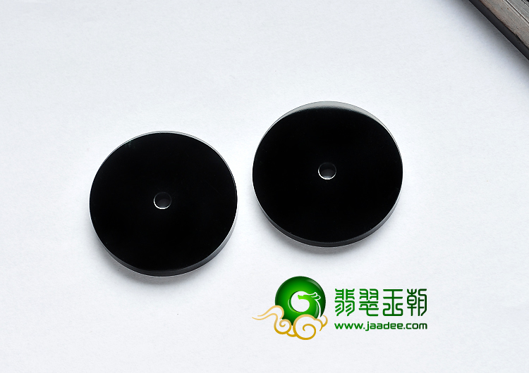 冰玻种墨翠缅甸翡翠A货平安扣挂件（单价）