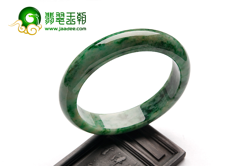细糯种癣加绿缅甸翡翠A货手镯（55.6mm）