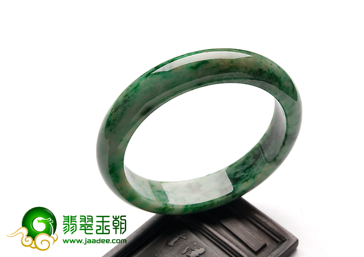 细糯种癣加绿缅甸翡翠A货手镯（55.6mm）
