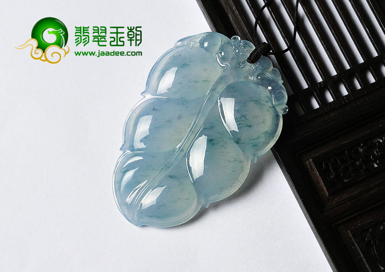 冰种飘花缅甸翡翠A货叶子挂件