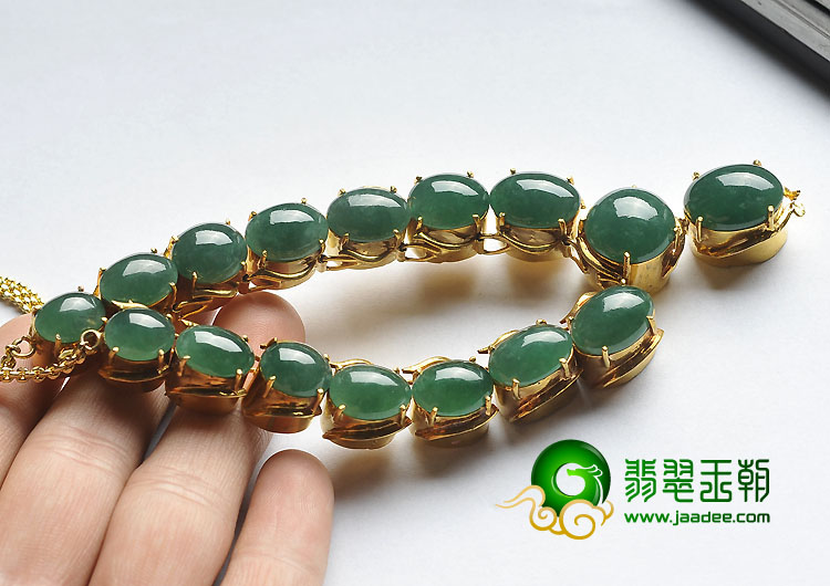 糯冰种蓝绿缅甸翡翠A货项链面