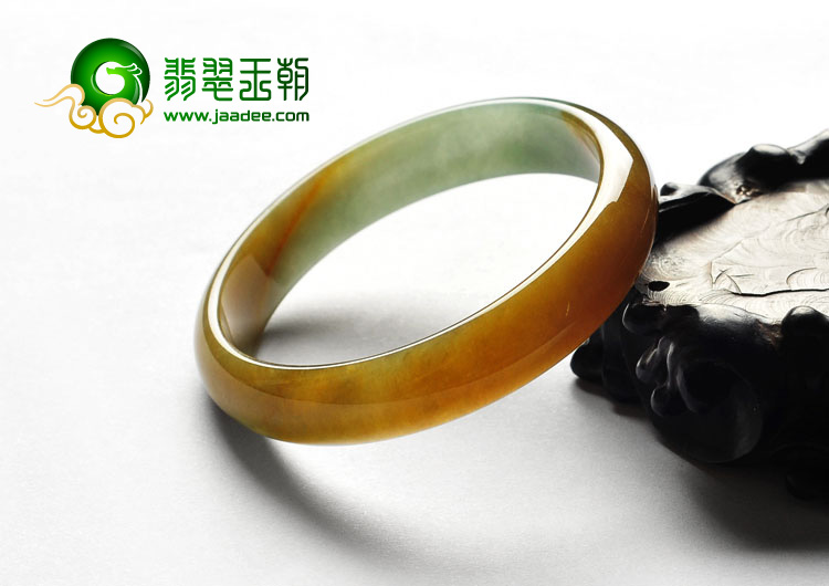 糯冰种褐黄翡缅甸翡翠A货手镯（54.8mm）