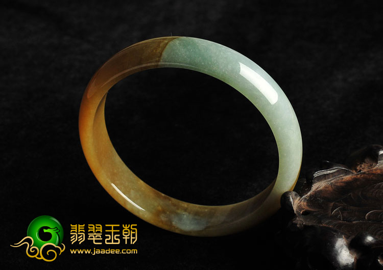 糯冰种褐黄翡缅甸翡翠A货手镯（54.8mm）