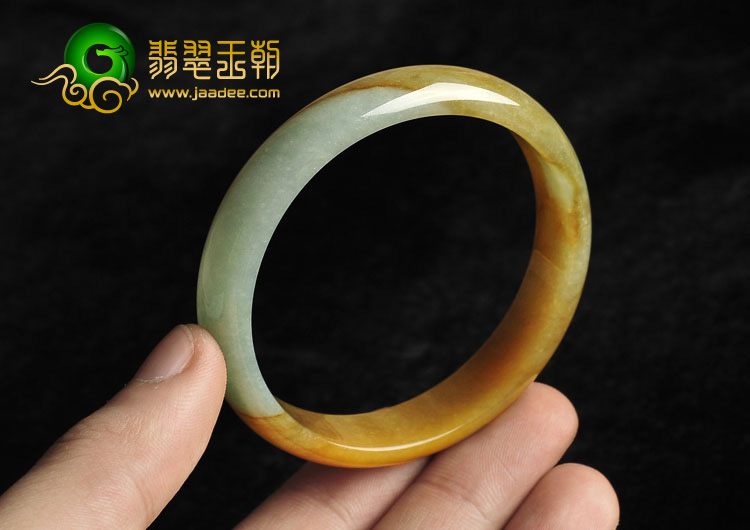 糯冰种褐黄翡缅甸翡翠A货手镯（54.8mm）