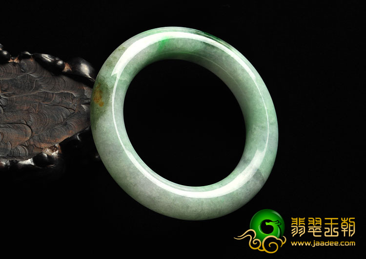 糯冰种飘翠缅甸翡翠A货圆条手镯（58.2mm）