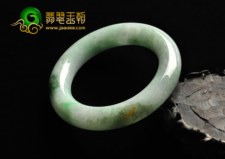 糯冰种飘翠缅甸翡翠A货圆条手镯（58.2mm）