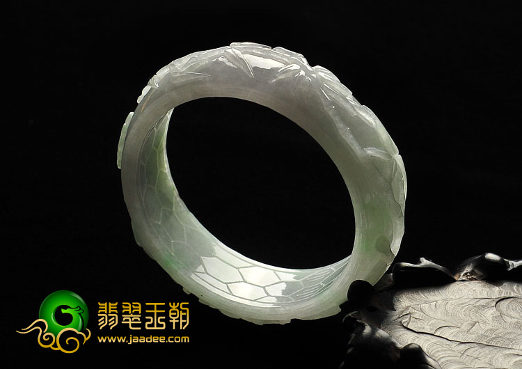 糯冰种多彩缅甸翡翠A货雕花手镯（57.2mm）