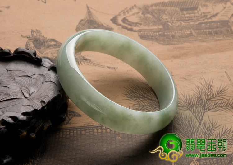 糯冰种飘花缅甸翡翠A货手镯（58mm）