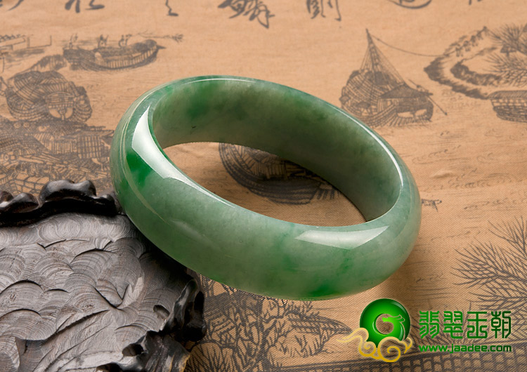 糯冰种飘翠缅甸翡翠A货手镯（57.5mm）