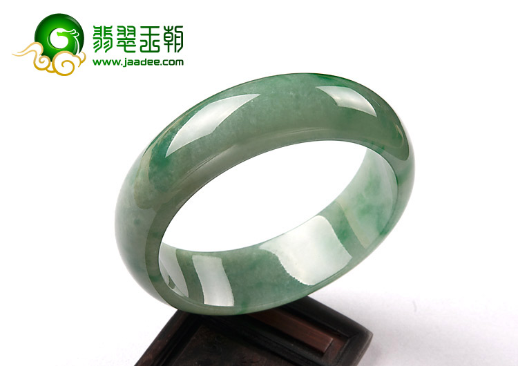 糯冰种飘翠缅甸翡翠A货手镯（57.5mm）