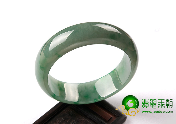 糯冰种飘翠缅甸翡翠A货手镯（57.5mm）