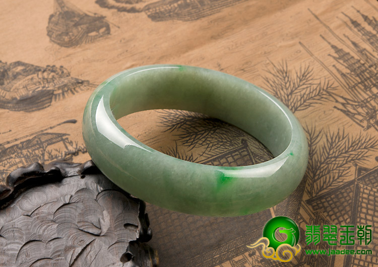 糯冰种飘翠缅甸翡翠A货手镯（59.5mm）