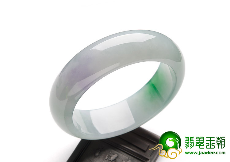 冰种春带彩缅甸翡翠A货手镯（61.1mm）