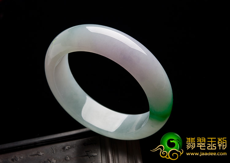 冰种春带彩缅甸翡翠A货手镯（57.7mm）