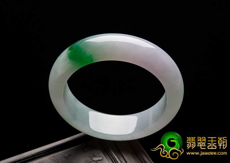 冰种春带彩缅甸翡翠A货手镯（57.7mm）