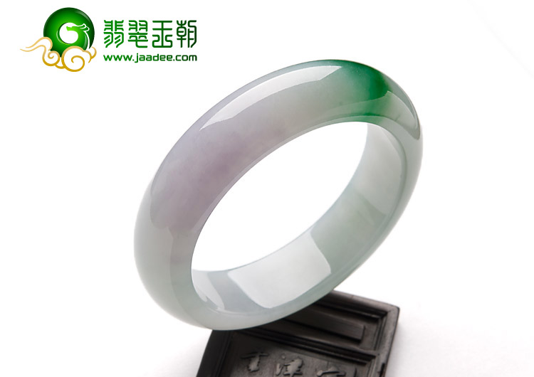 冰种春带彩缅甸翡翠A货手镯（57.7mm）