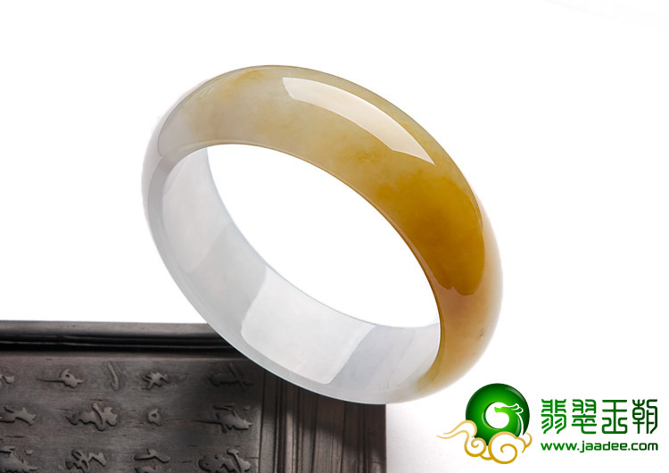 冰种黄翡缅甸翡翠A货贵妃镯（57.6-51.2mm）