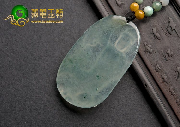 冰种飘花缅甸翡翠A货观音挂件