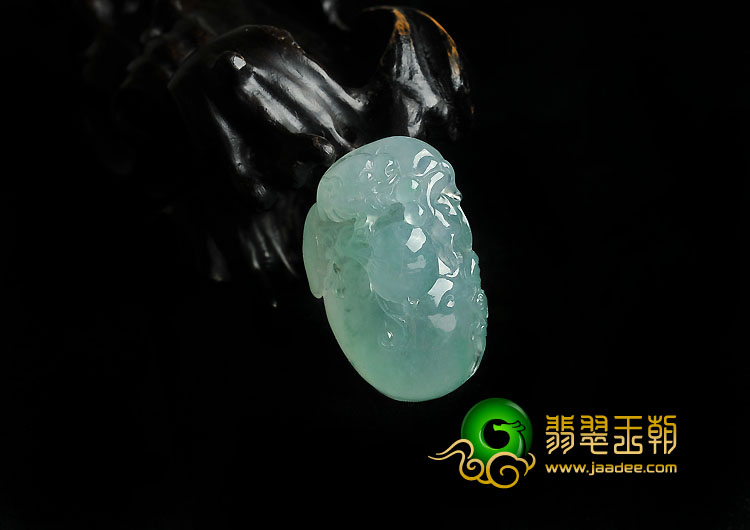 冰种晴水略飘花缅甸翡翠A货寿桃挂件